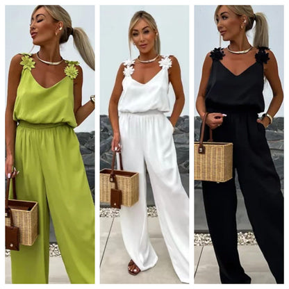 Hot Sale🔥Women's Sleeveless Wide Leg Jumpsuit