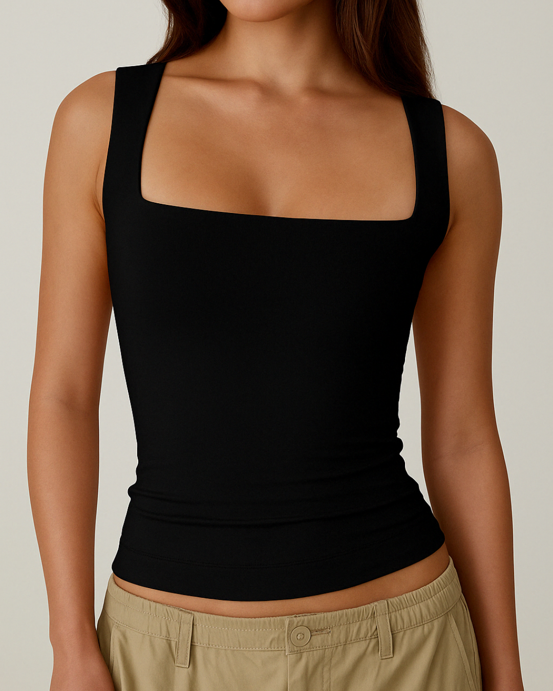 🎊Tank tops that let you go out without fear of embarrassment--Limited Time Buy 1 Get 1 Free🎽Women's Square Neck Sleeveless Double-Layer Tank Top