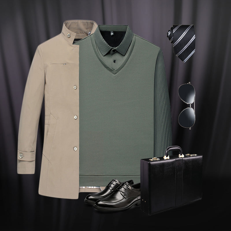 🍂Early Autumn Hot Sale 49% OFF🍁Men's Lapel Faux Two-Piece Knitted Shirt