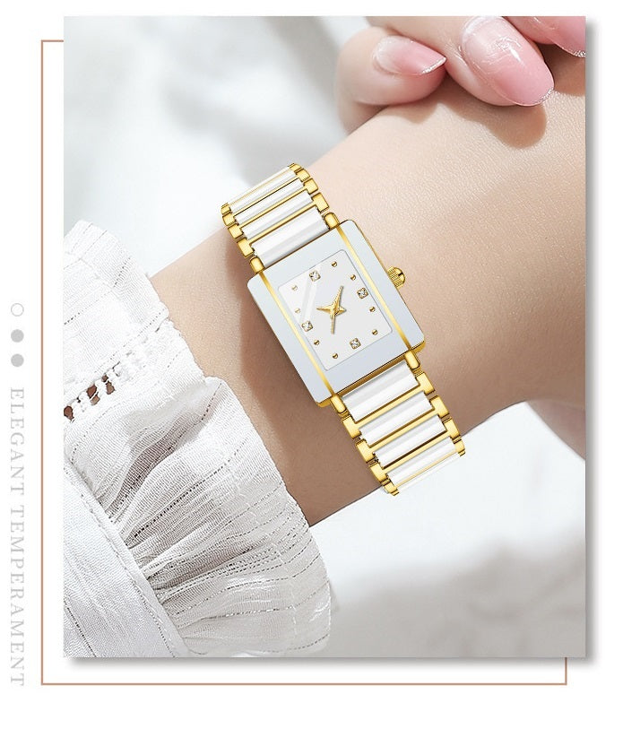 Fashion Ceramic Square Quartz Watch