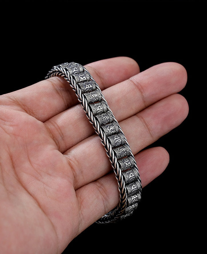 💎 50% OFF! 💎 Six Character Truth Prayer Wheel Bracelet – Tibetan-Inspired, 925 Silver Plated & Symbol of Luck