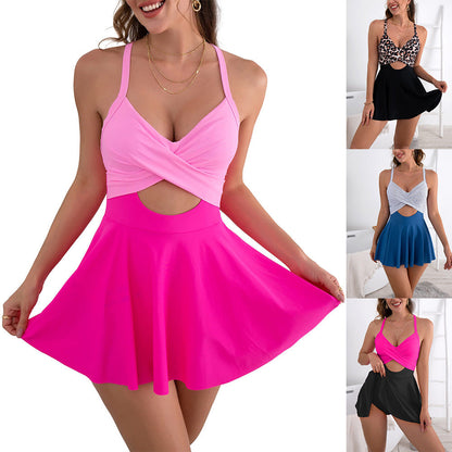 🏖️Essential for the beach🩱Women's Cutout One Piece Skirt Swimsuit