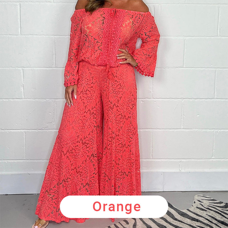 Women’s Two-Piece Set with Top and Wide-Leg Pants