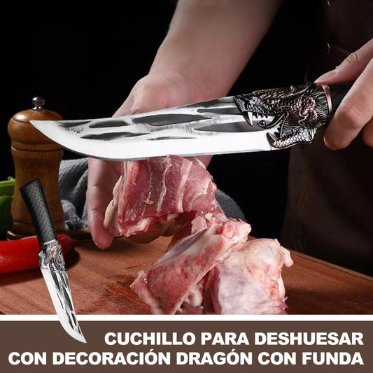 🔥2025 Best Seller🔪Bone-cutting Knife with Dragon Decoration and Scabbard