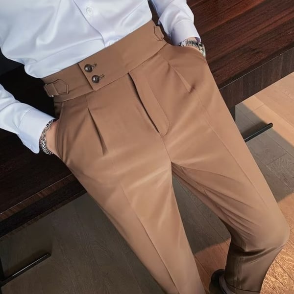 Men's Solid Color Straight Casual Trousers