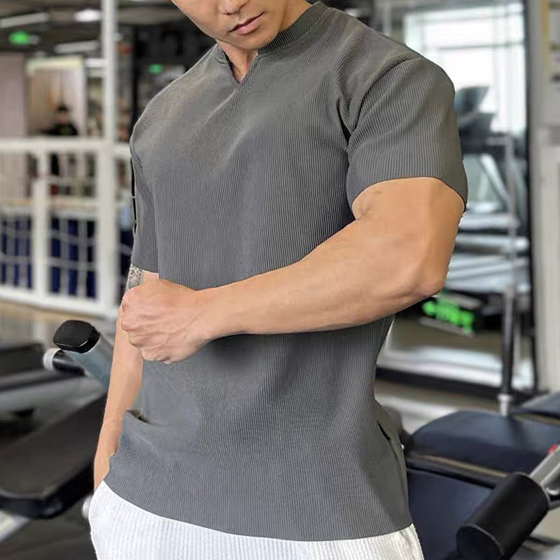 🔥 BUY 2 GET 1 FREE!🏋️‍♂️👕 Men's V-Neck  Short Sleeve Muscle Athletic Workout T-Shirts  Perfect Fit, Breathable Comfort, Show Off Your Athletic Style!