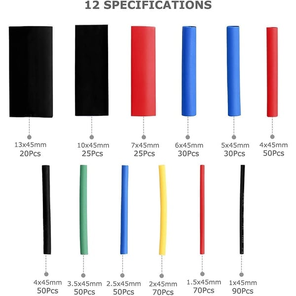 Multi-colored heat shrink tubingset