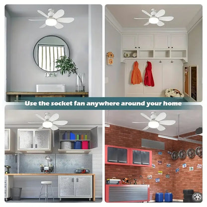 Bright Cool Ceiling Socket Fan & Light with Remote