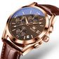 ⏰Hot Sale 50% OFF💥💥OLEVS Triple-Eye Six-Hand Leather Casual Chronograph Men's Watch