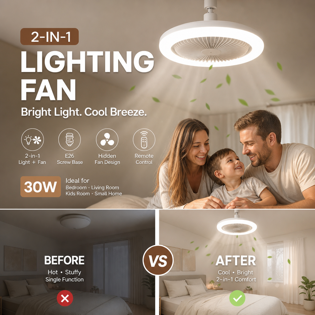 📢📢50% OFF !! ⏰ LED Ceiling Fan with Remote Control & Three-Colour Dimming – 3 Speeds, Quiet Motor – Perfect for bedrooms, living rooms or offices – energy-saving and silent 🔇
