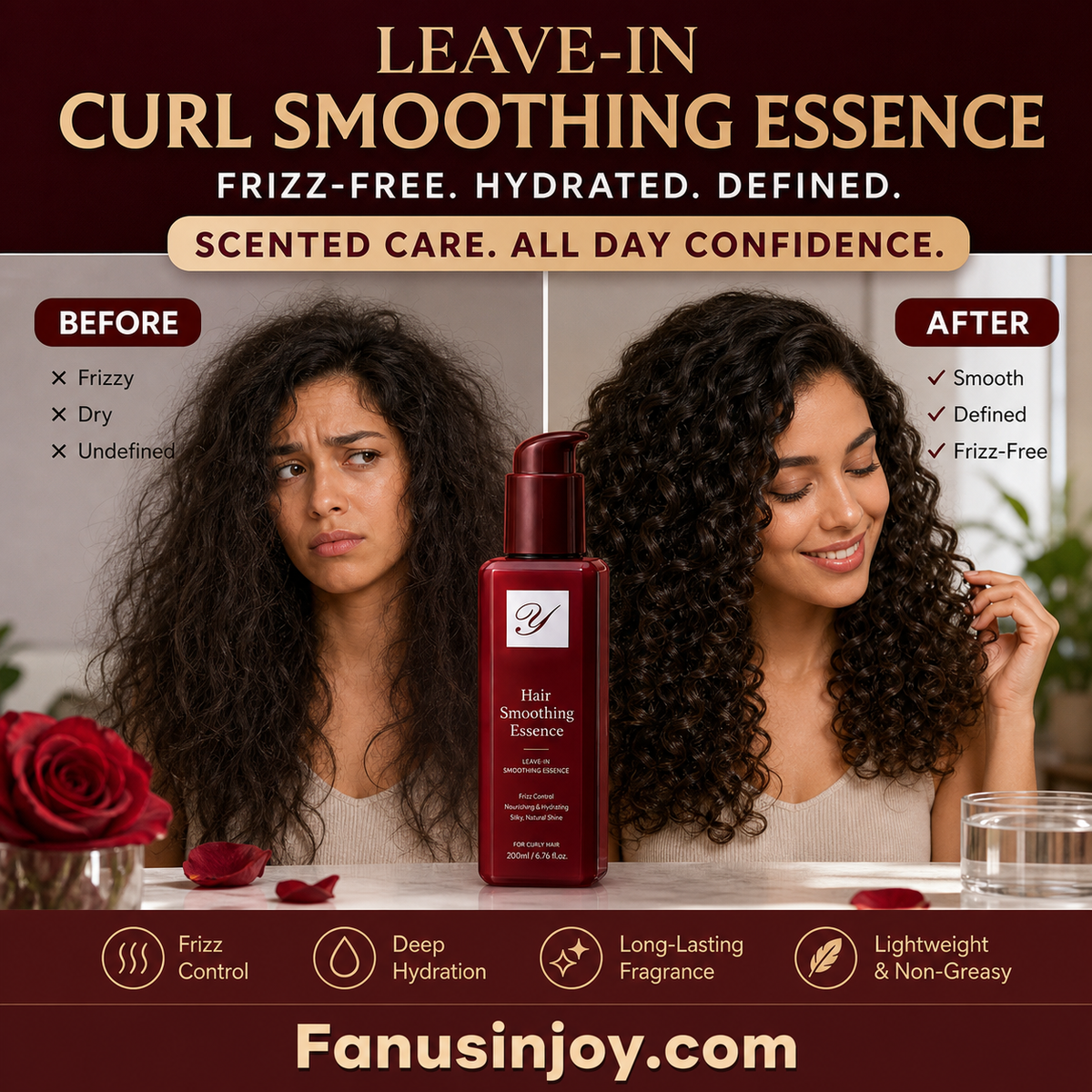 🌹 LIMITED-TIME 50% OFF! ⚡ Nourishing Leave-In Hair Smoothing Essence – Silky, Light, Fragrant ✨