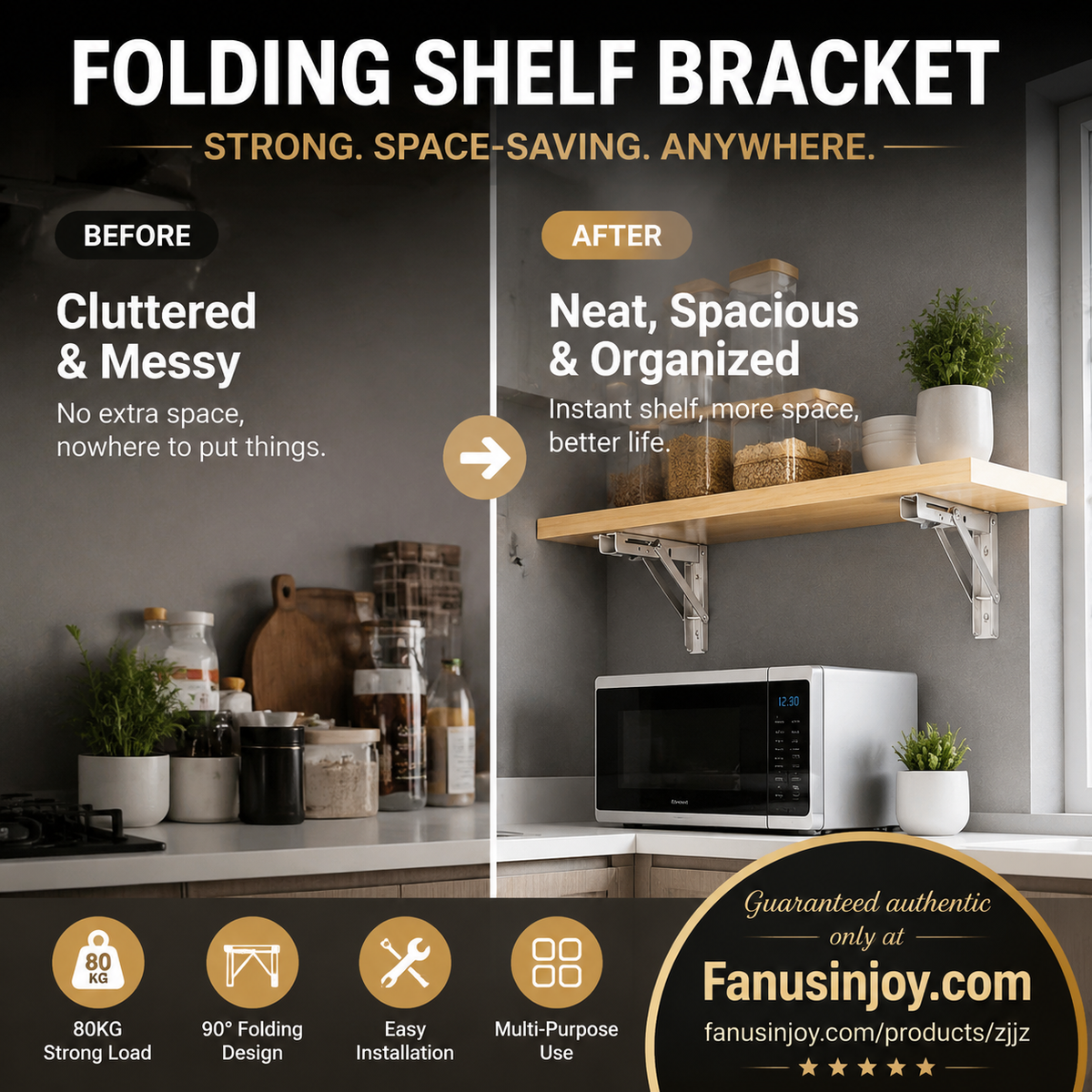 🥳2026 HOT SALE🥳💞50K+ SOLD!💥🛋️📚 Fold in a Second, Declutter Instantly! Multi-use Bracket for a Tidy Kitchen/Study 50% OFF🧱✨