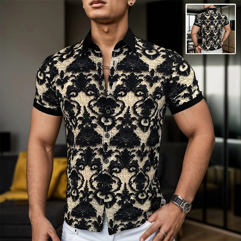 Men's Cooling Stretch Stand Collar 3D Floral Shirt