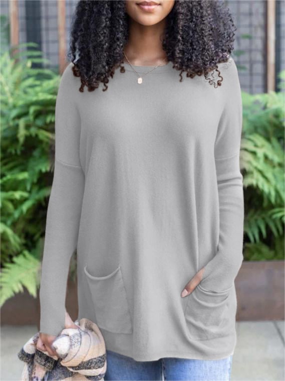 💥HOT SALE 50% OFF💥LONG SLEEVE THUMBHOLE SWEATER POCKET TUNIC💥