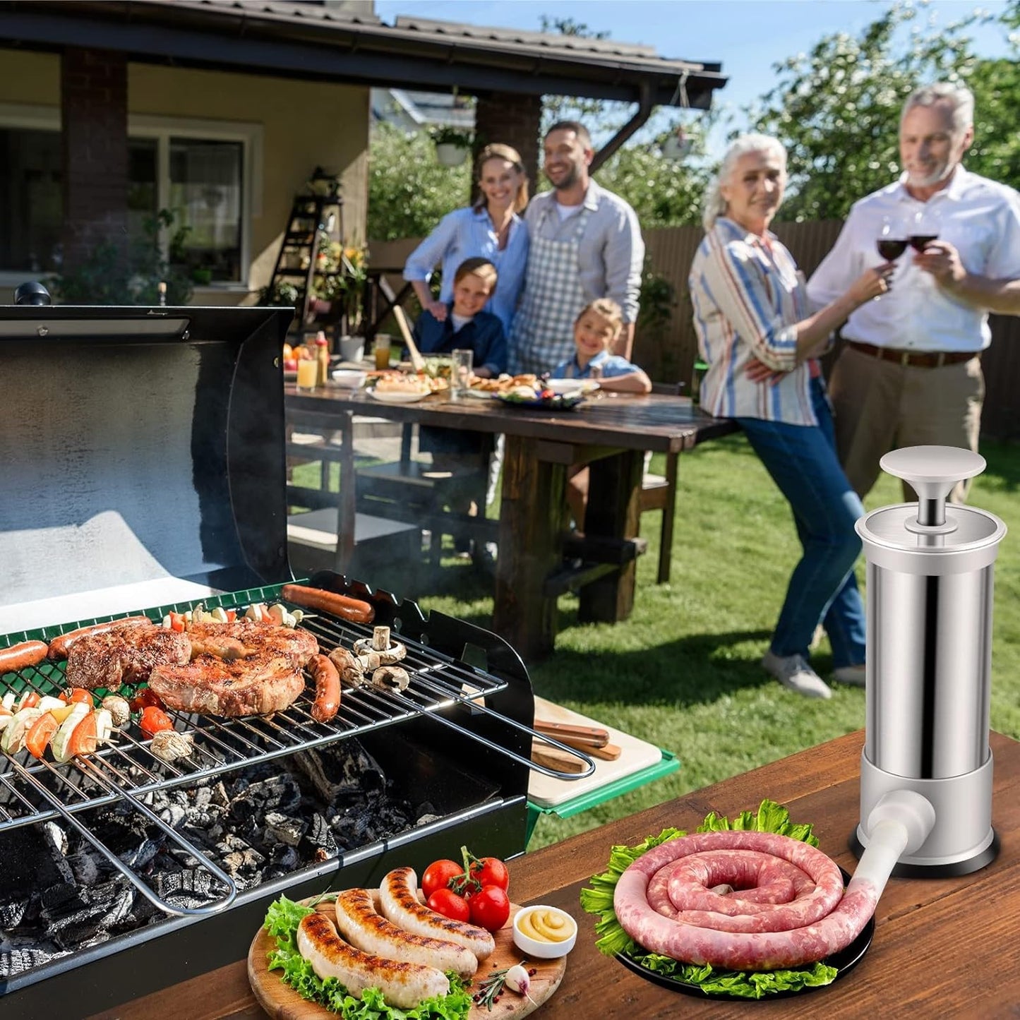 🔥Last Day Promotion - 55% OFF - Sausage Stuffer with 4 Different Sizes Stuffing Tubes