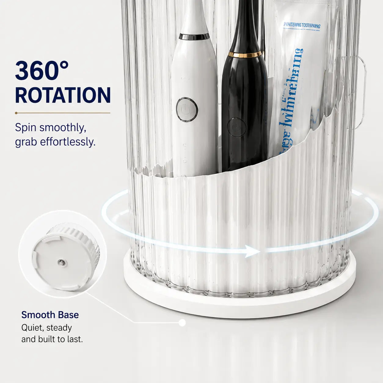 ⏳ Time-Limited Special ⏰🪥 Sliding Lid Toothbrush Organiser – 360° Spin, Dustproof & Space-Smart ✨