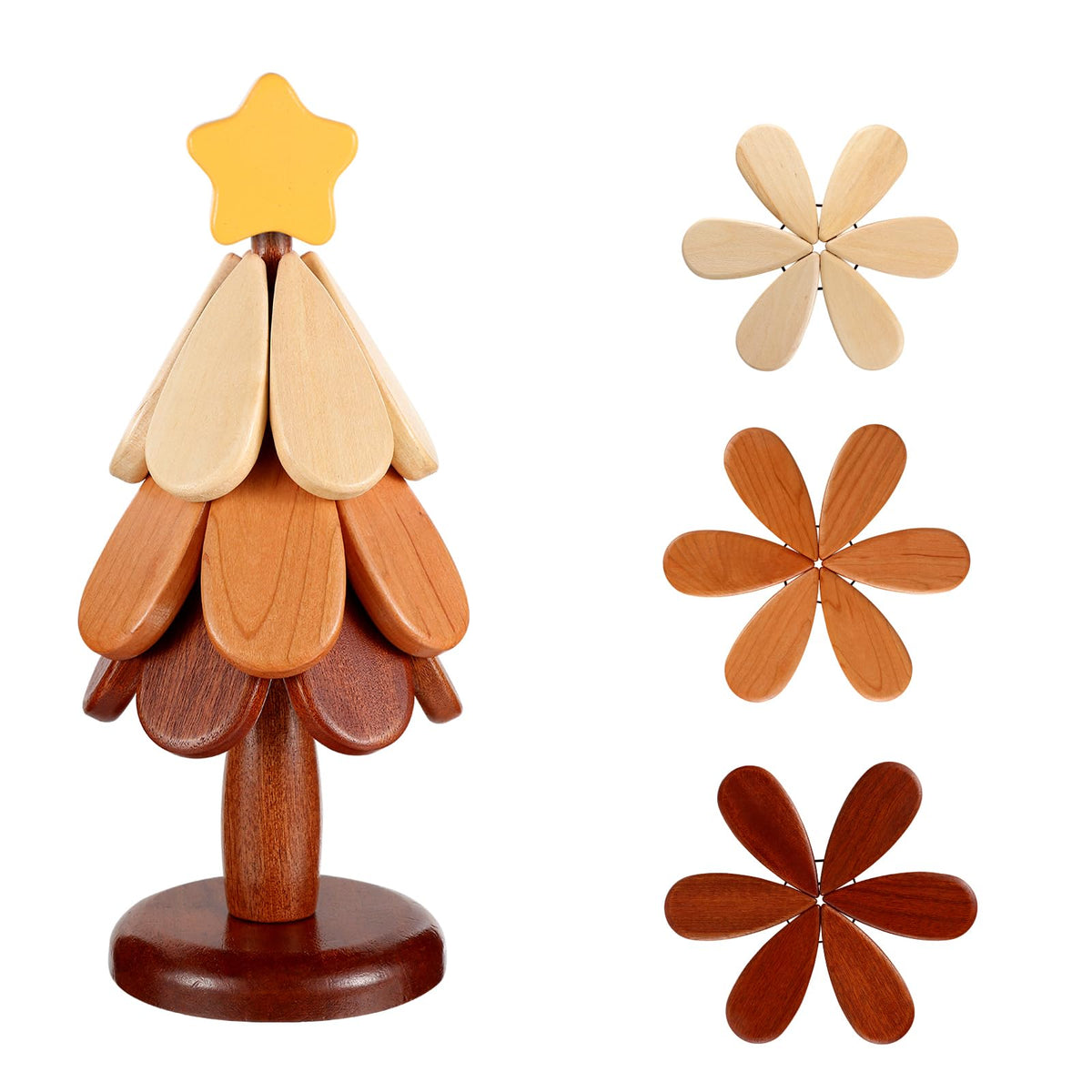 🎄 LIMITED‑TIME 50% OFF! 🔥 Natural Wooden Tree Trivets for Hot Dishes – Festive, Foldable, Durable ✨