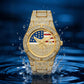 Iced Out Gold US Flag Eagle Watch Diamond Quartz Watch