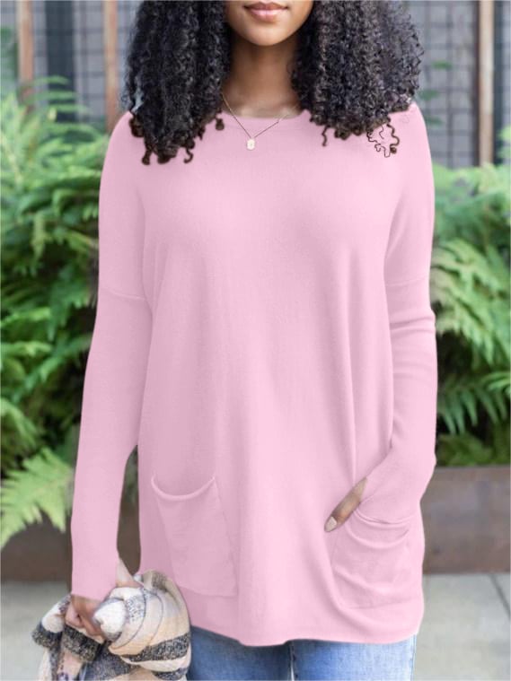 💥HOT SALE 50% OFF💥LONG SLEEVE THUMBHOLE SWEATER POCKET TUNIC💥