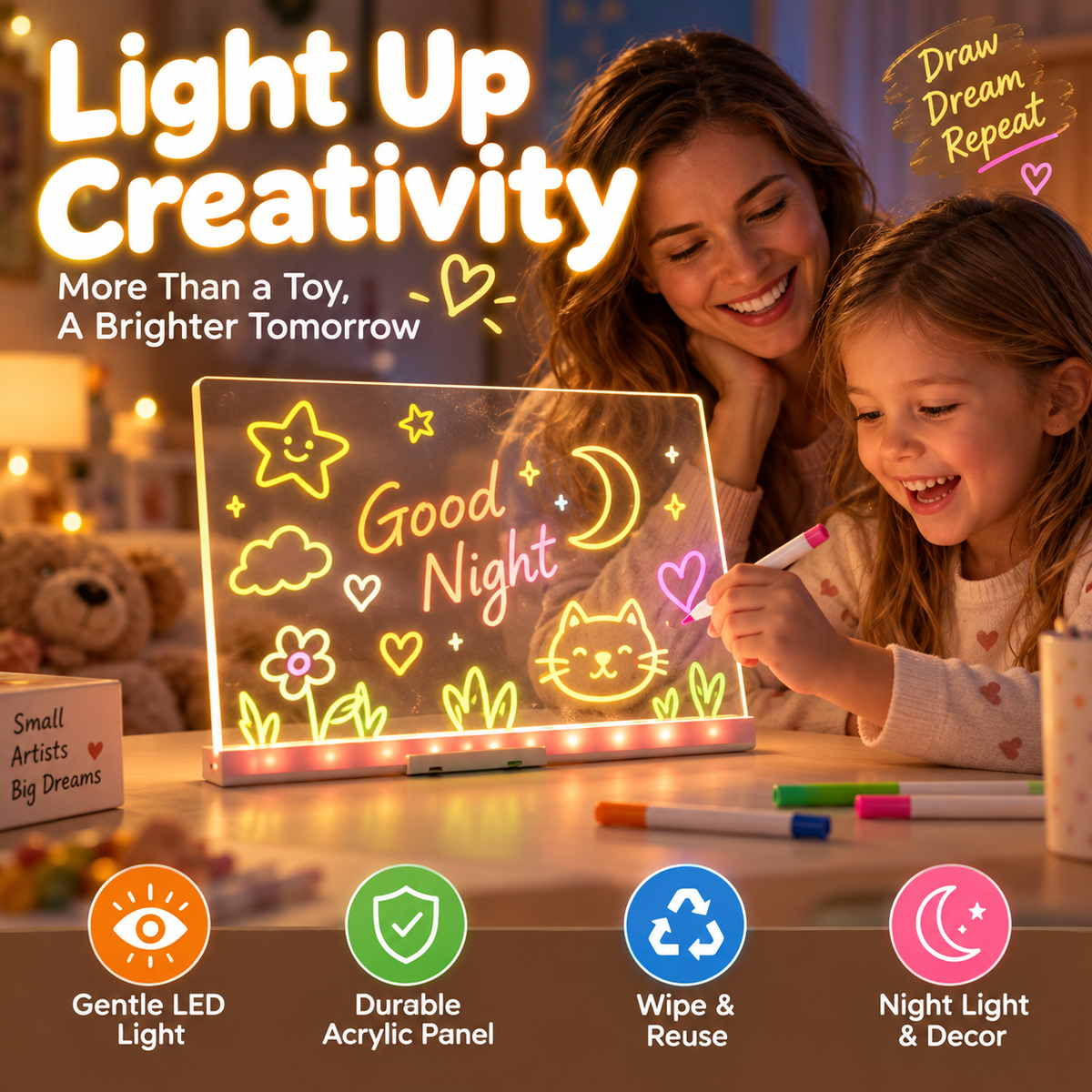 🎄 Christmas Special: 50% Off！！🎨 Illuminated Erasable Drawing Board for Kids