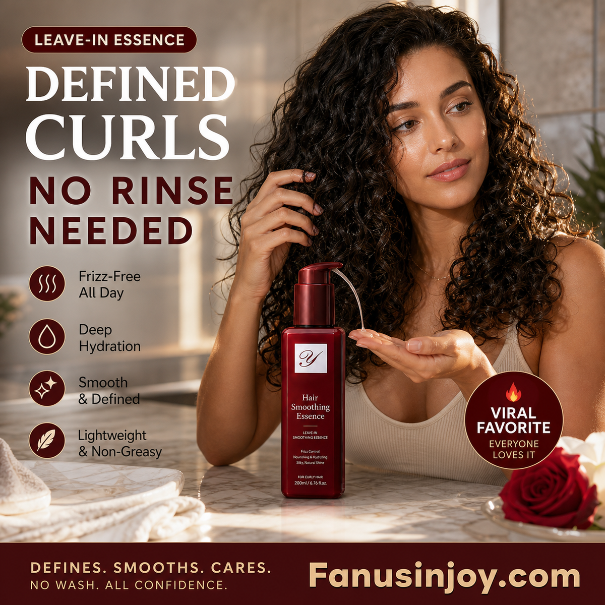 🌹 LIMITED-TIME 50% OFF! ⚡ Nourishing Leave-In Hair Smoothing Essence – Silky, Light, Fragrant ✨