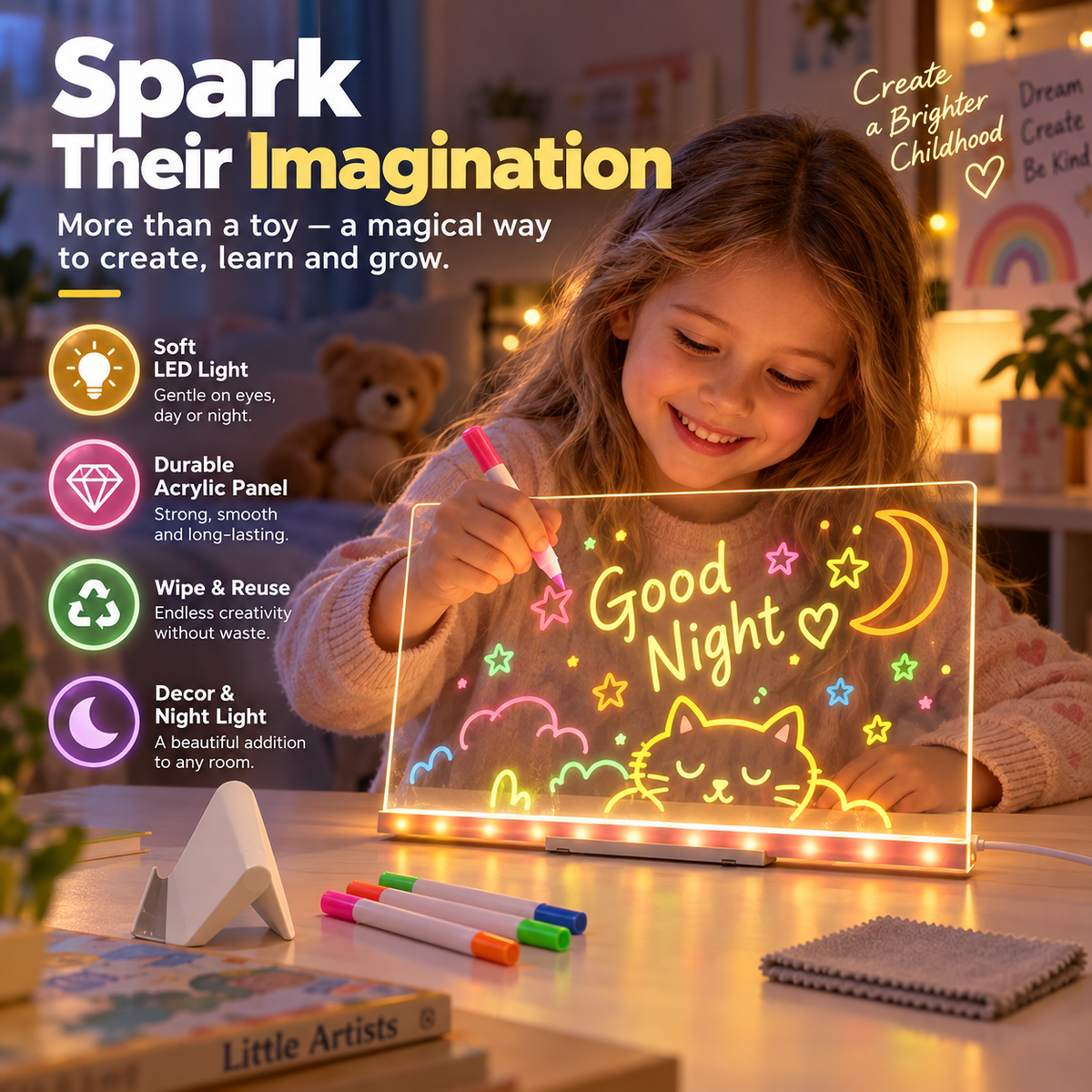 🎄 Christmas Special: 50% Off！！🎨 Illuminated Erasable Drawing Board for Kids