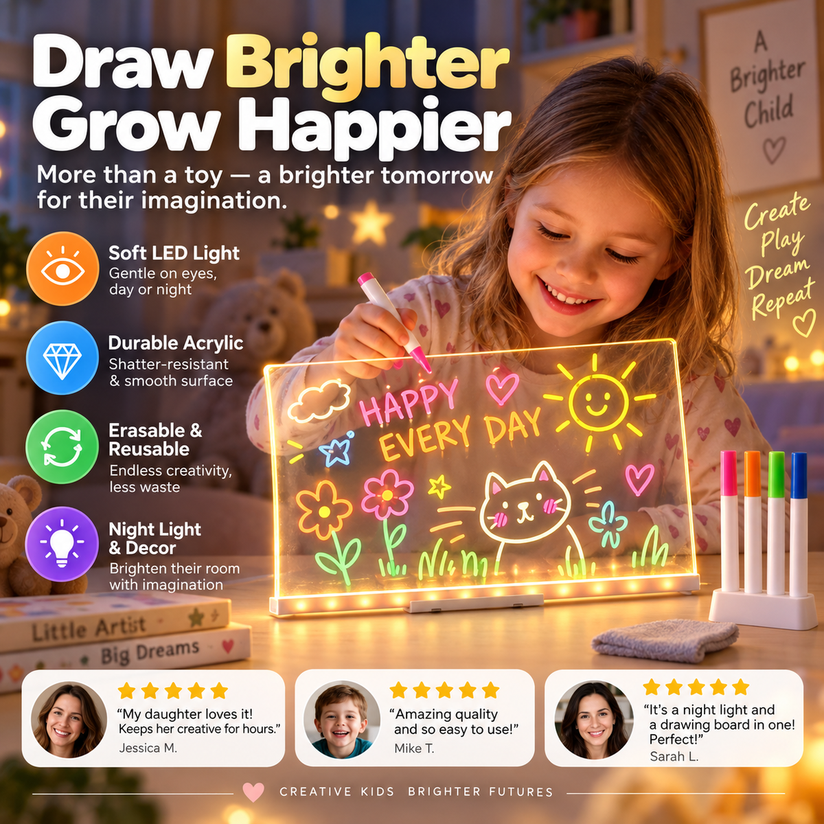 🎄 Christmas Special: 50% Off！！🎨 Illuminated Erasable Drawing Board for Kids