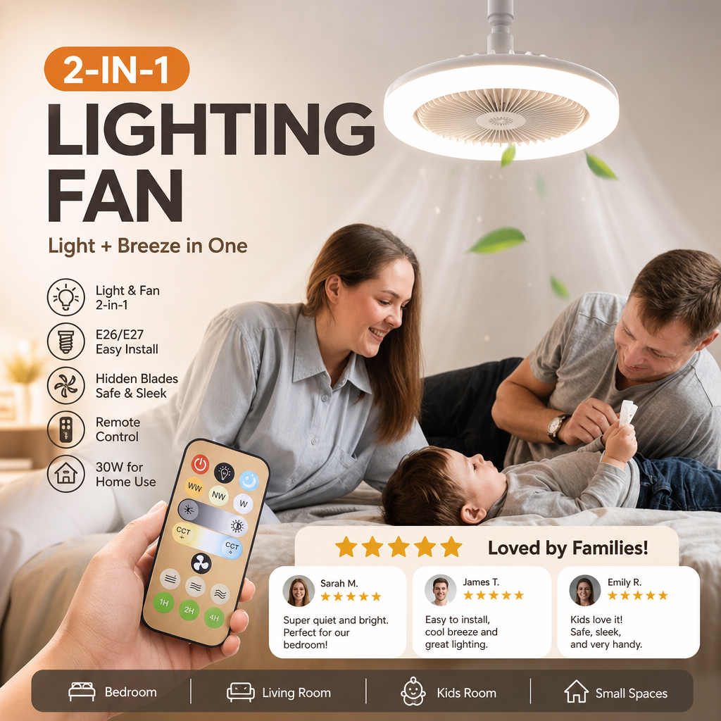 📢📢50% OFF !! ⏰ LED Ceiling Fan with Remote Control & Three-Colour Dimming – 3 Speeds, Quiet Motor – Perfect for bedrooms, living rooms or offices – energy-saving and silent 🔇