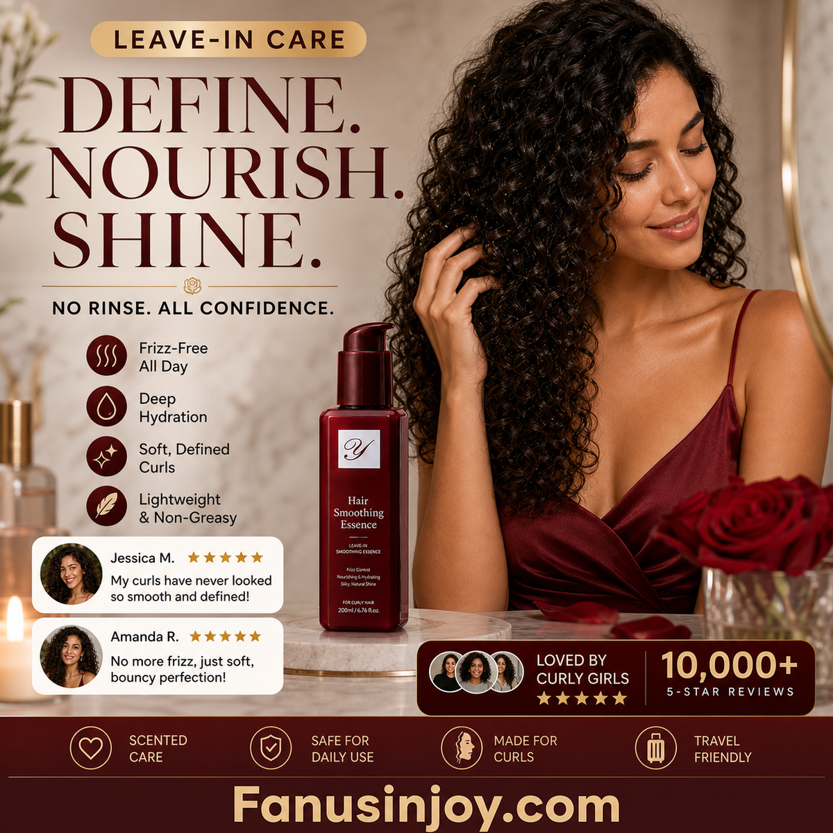 🌹 LIMITED-TIME 50% OFF! ⚡ Nourishing Leave-In Hair Smoothing Essence – Silky, Light, Fragrant ✨