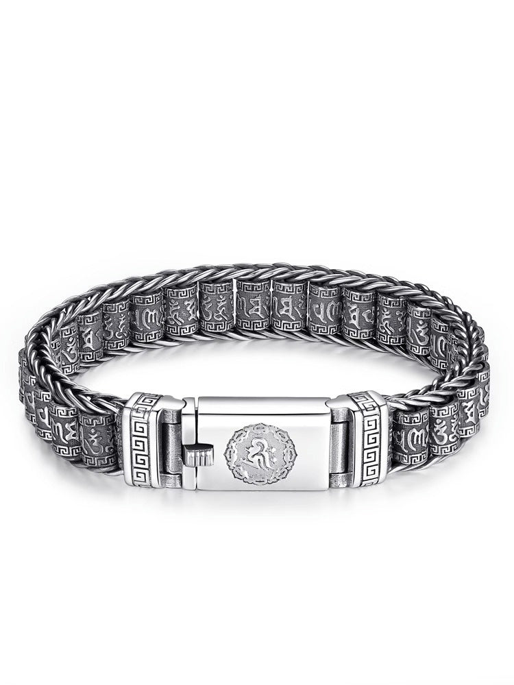 💎 50% OFF! 💎 Six Character Truth Prayer Wheel Bracelet – Tibetan-Inspired, 925 Silver Plated & Symbol of Luck