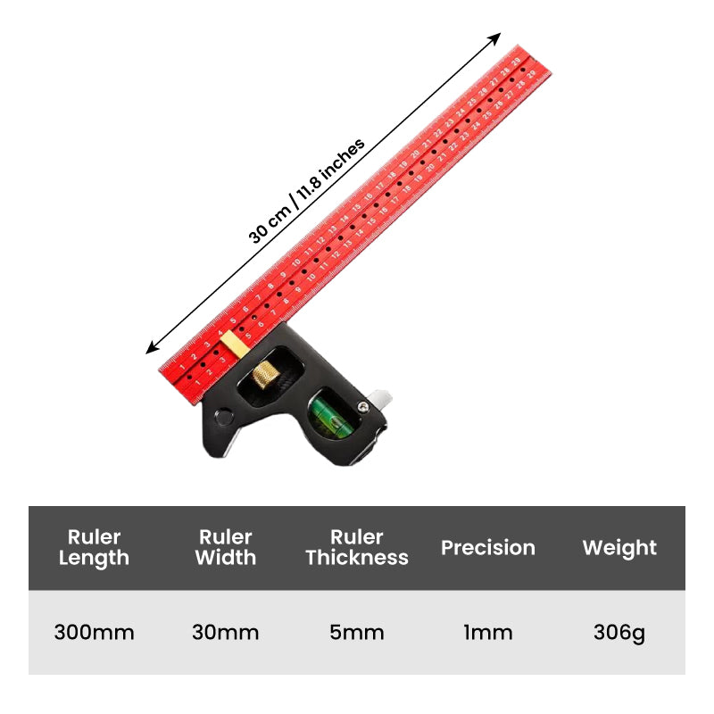 🔥Combination Square Ruler 45-90 degree Marking📏