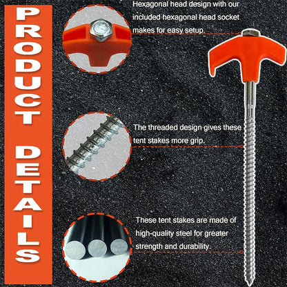 8" Screw-in Tent Stakes Ground Anchors