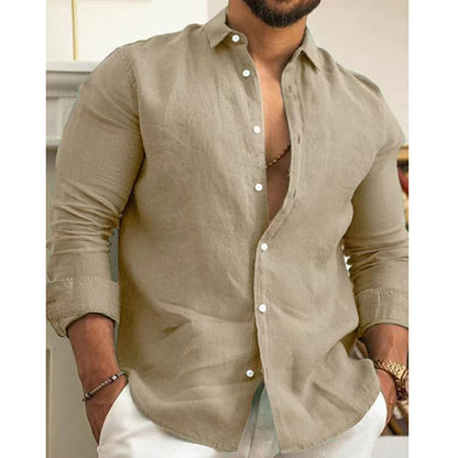 Men's Cotton Linen Solid Color Shirt（🔥Limited Time Offer）