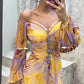 🎉🛍️Mother's Day 50% OFF💃Women's Mixed Colors Strapless Pleated Front Split Dress
