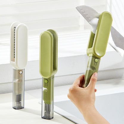 💖Kitchen Essential 💖 Multi-Function Cleaning Brush with Built-in Sharpener for Knives (zhou ye)