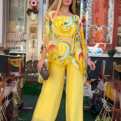🔥Summer Hot Sales - 49% OFF🔥Women's Summer Colorful Cool Chiffon 2 Piece Set