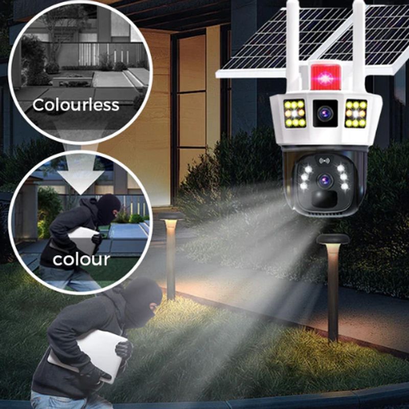 360° Smart Solar Surveillance Camera with Three-screen Monitoring