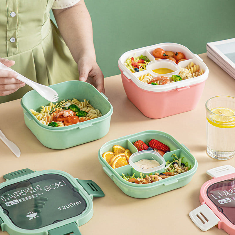 1200ml/1700ml Lunch Box with Spoon & Fork - Microwave Safe