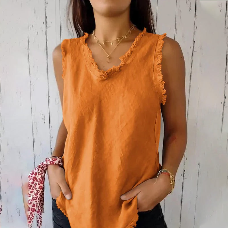 🌞 Summer Hot Sale 54% OFF💝Women's Linen And Cotton Sleeveless T-shirt