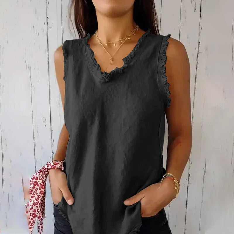 🌞 Summer Hot Sale 54% OFF💝Women's Linen And Cotton Sleeveless T-shirt