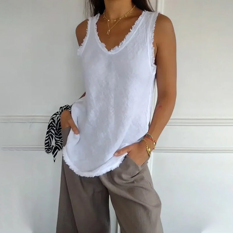 🌞 Summer Hot Sale 54% OFF💝Women's Linen And Cotton Sleeveless T-shirt