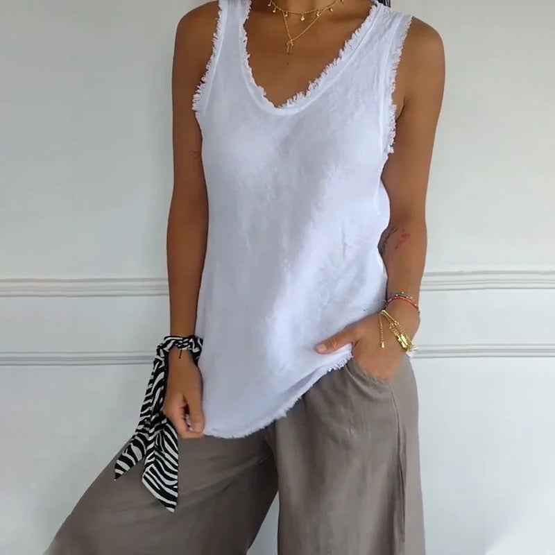 🌞 Summer Hot Sale 54% OFF💝Women's Linen And Cotton Sleeveless T-shirt