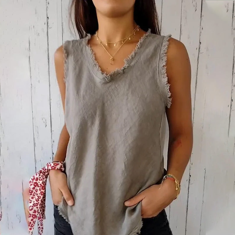 🌞 Summer Hot Sale 54% OFF💝Women's Linen And Cotton Sleeveless T-shirt