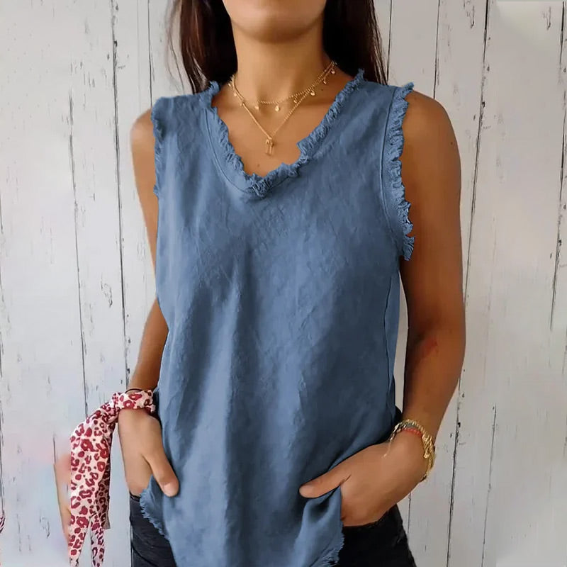 🌞 Summer Hot Sale 54% OFF💝Women's Linen And Cotton Sleeveless T-shirt