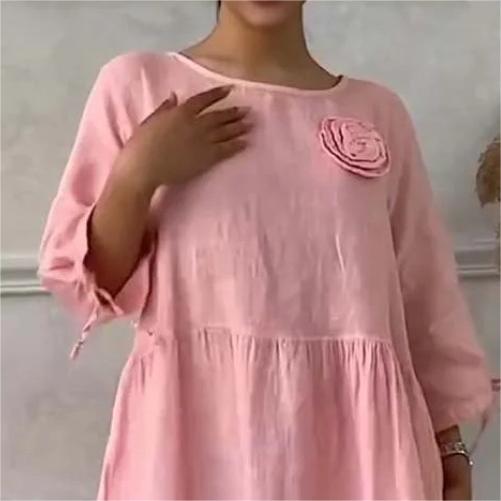 🌹Mother's Day 50% OFF💃 Elegant Solid Color Floral Drawstring Sleeve Dress