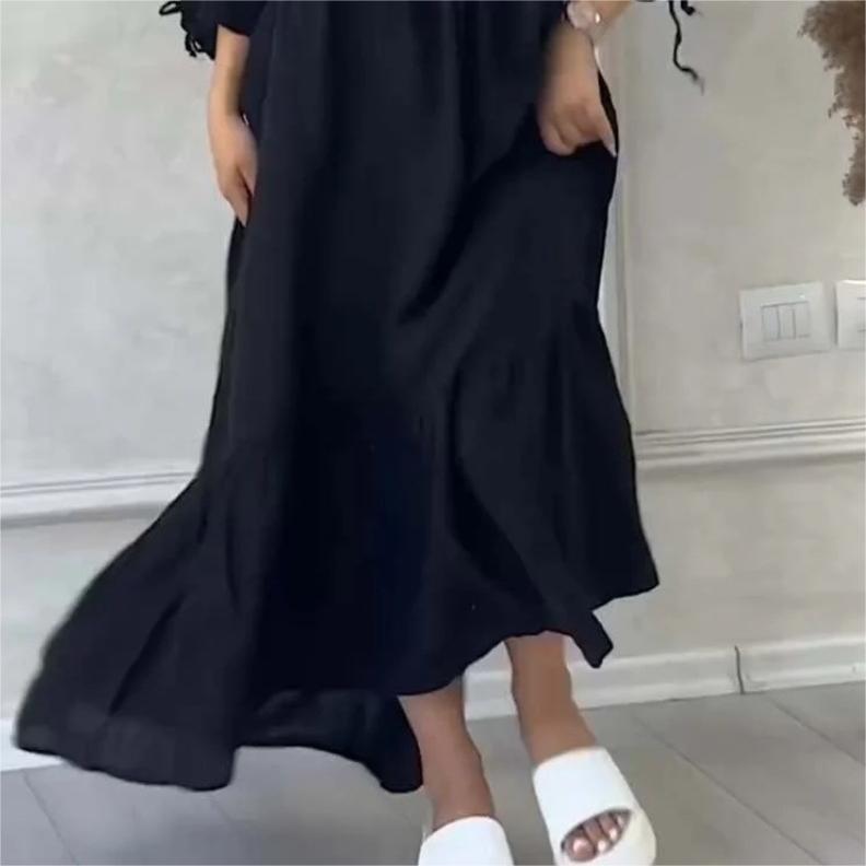 🌹Mother's Day 50% OFF💃 Elegant Solid Color Floral Drawstring Sleeve Dress