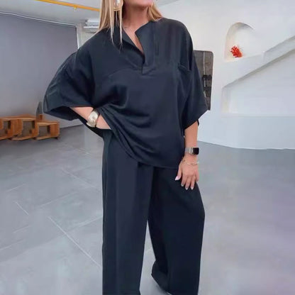 💥50% OFF & Free Shipping💃Women's 2 Piece Outfits Oversized Top & Wide Leg Pants