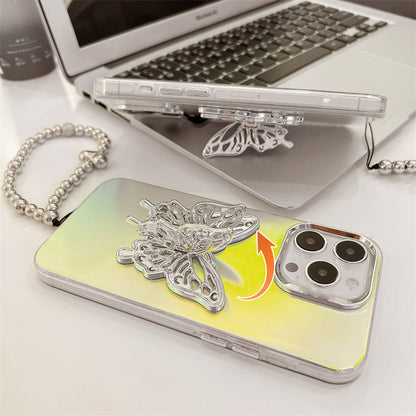 Butterfly Stand Metallic Gray Phone Case for iPhone11/12/13/14/15