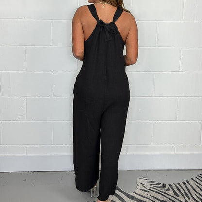 🔥HOT SALE 5O% OFF 🔥V-Neck Sleeveless Wide Leg Long Pants Jumpsuit