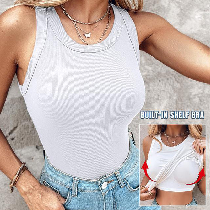 🔥HOT SALE 49% OFF🔥Women's Ribbed Tank Top with Shelf Bra